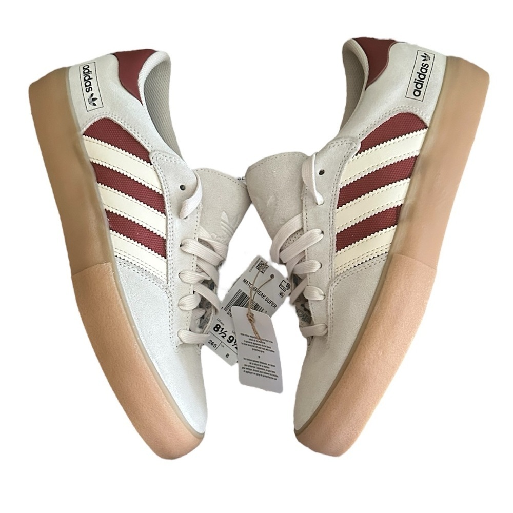 NWOB ADIDAS Matchbreaker Super Sneakers Wonder White Maroon M 8.5 W 9.5